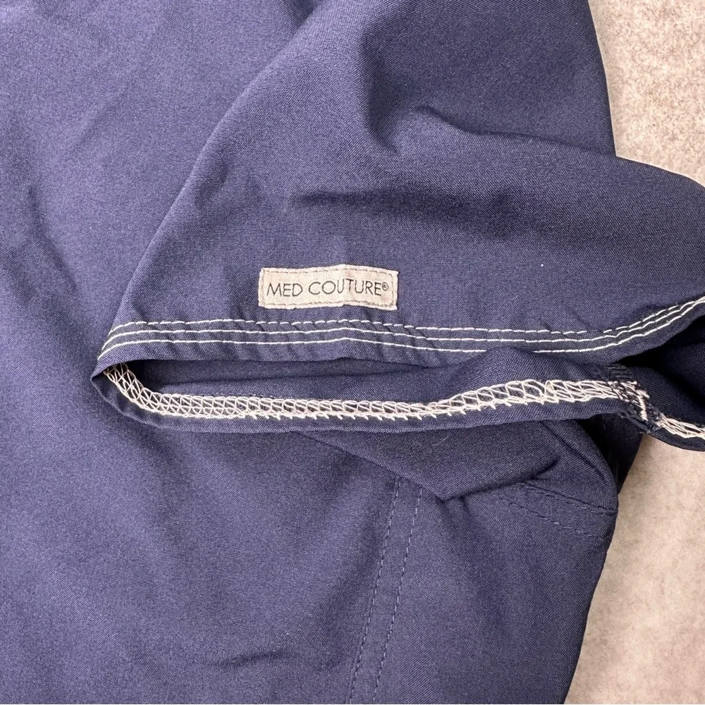 Med Couture Women's L Deep Blue Short Sleeve Scrub Top - Picture 6 of 11